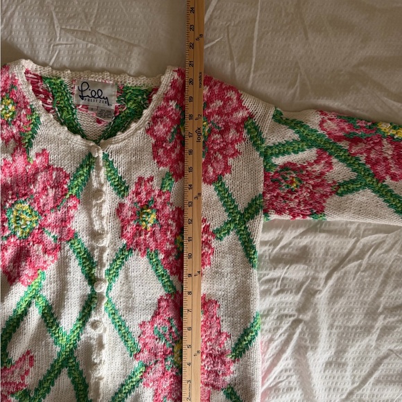 Vintage Lilly Pulitzer 3D Raised  Floral Knit Cardigan Sweater - Picture 7 of 9